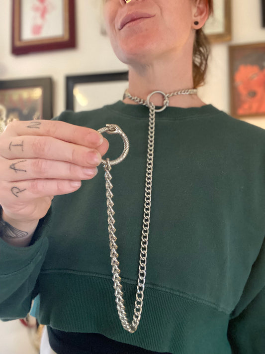 Ouroboros chain-only fidget collar