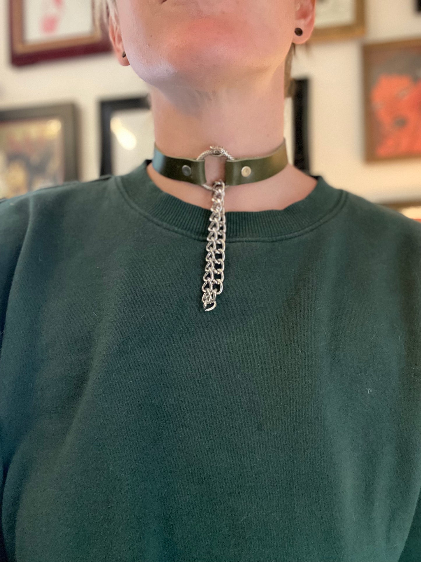 Olive Ouroboros collar w fidget chain
