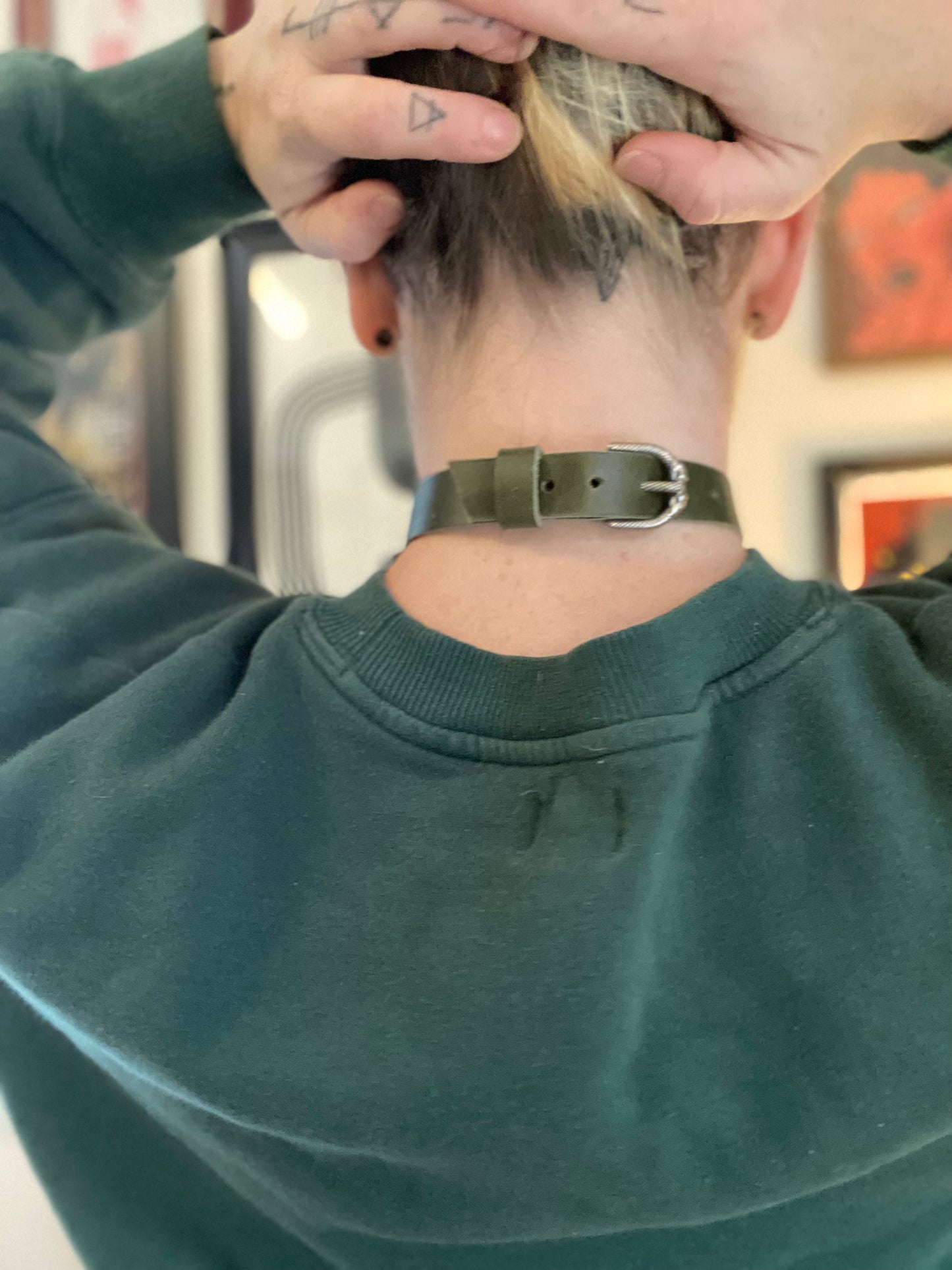 Olive Ouroboros collar w fidget chain