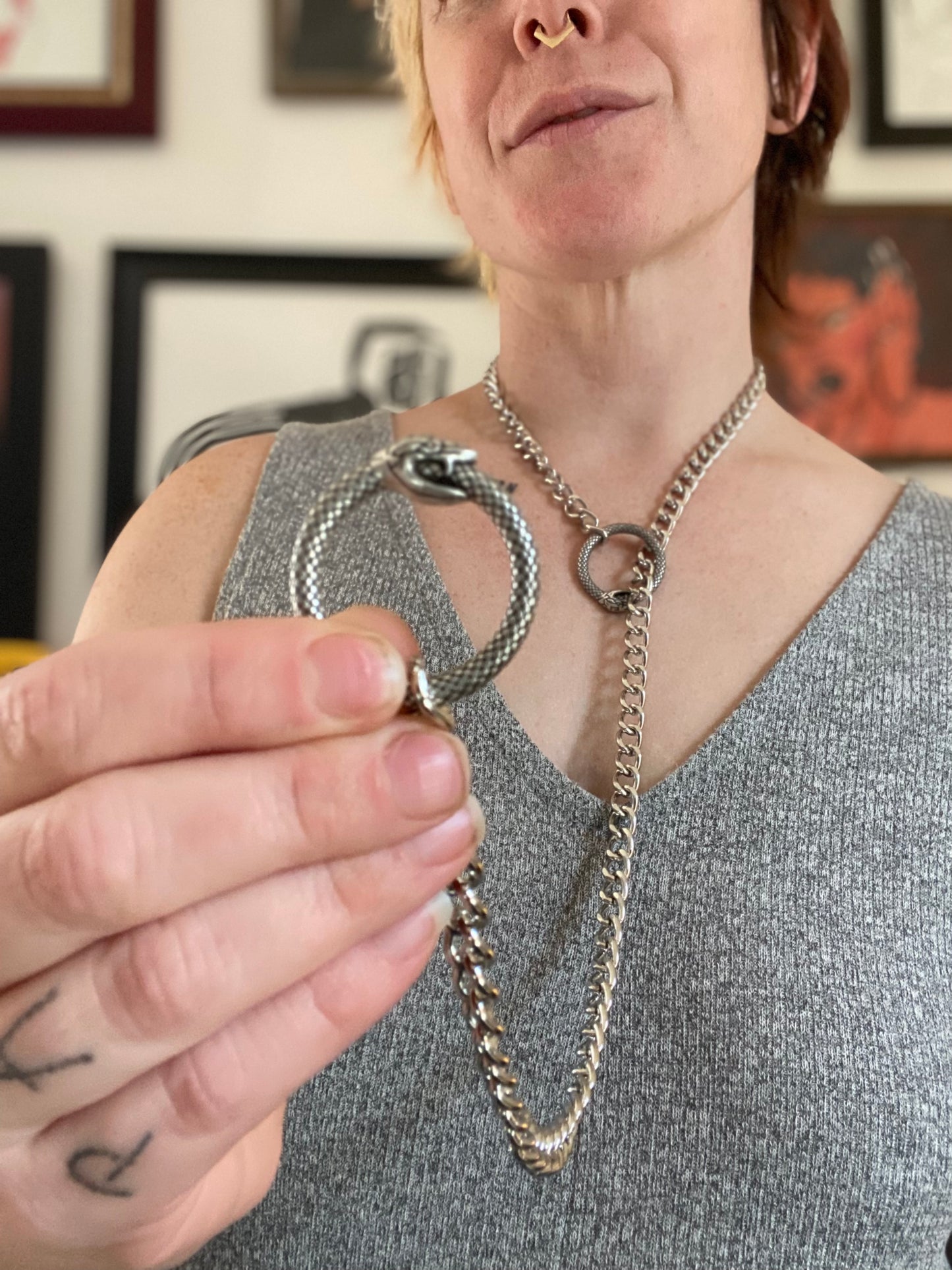 Ouroboros chain-only fidget collar